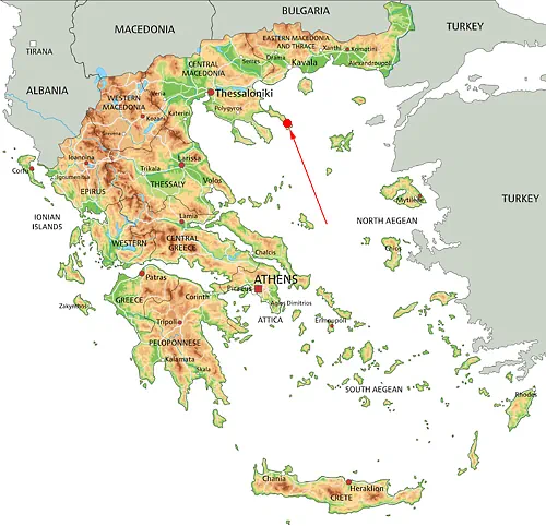 Landkarte Griechenland - Halbinsel Berg Athos