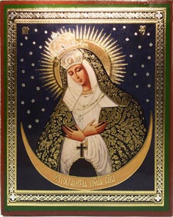 Unterglas-Ikone Heilige Maria Russland